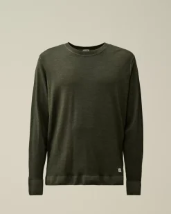 Jumpers<C.P. Company Merino Wool Fast Dyed Crew Neck Logo Knit Grape Leaf – Green