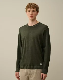 Jumpers<C.P. Company Merino Wool Fast Dyed Crew Neck Logo Knit Grape Leaf – Green