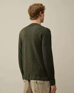 Jumpers<C.P. Company Merino Wool Fast Dyed Crew Neck Logo Knit Grape Leaf – Green