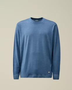 Jumpers<C.P. Company Merino Wool Fast Dyed Crew Neck Logo Knit Flint Stone – Blue