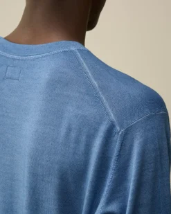 Jumpers<C.P. Company Merino Wool Fast Dyed Crew Neck Logo Knit Flint Stone – Blue