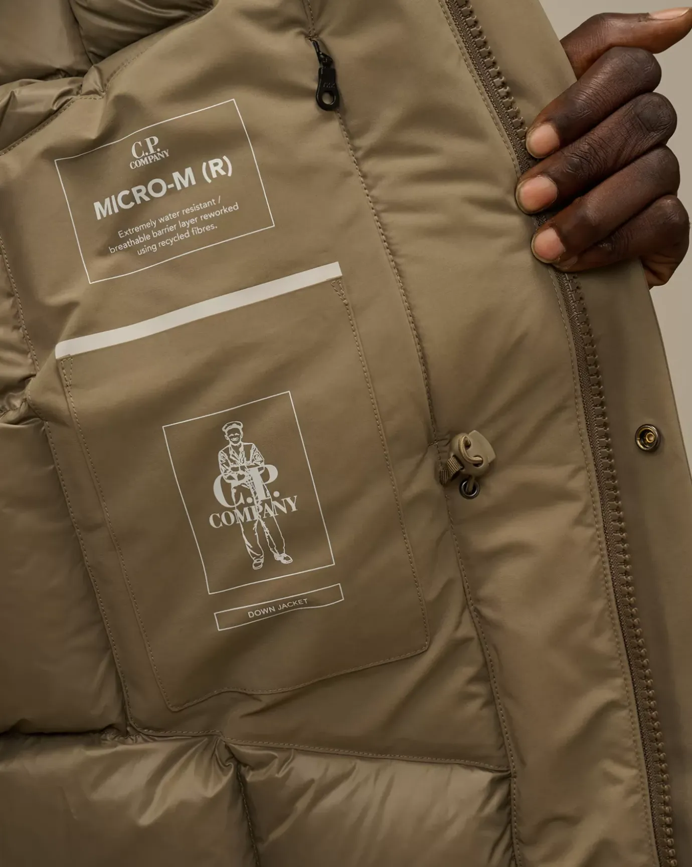 Jacket & Coats<C.P. Company Micro-M (R) Down Field Jacket Walnut – Beige