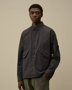 Overshirt<C.P. Company Microreps Diamond Peach Overshirt Black Sand