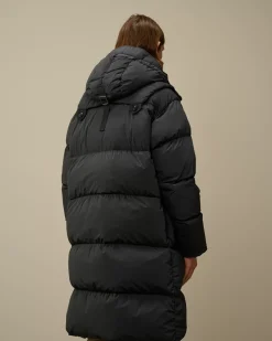 Jacket & Coats<C.P. Company Nycra-R Buttoned Hood Long Down Jacket Black Sand
