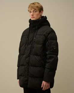 Jacket & Coats<C.P. Company Nycra-R Hooded Long Down Jacket Black