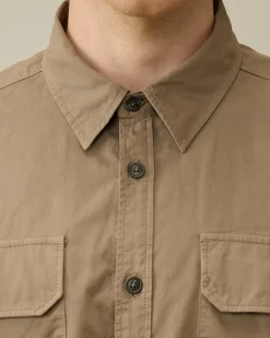 Shirt<C.P. Company Organic Gabardine Buttoned Lens Shirt Walnut – Beige