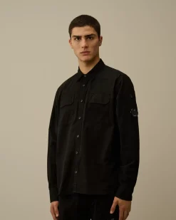 Shirt<C.P. Company Organic Gabardine Buttoned Lens Shirt Black