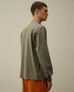 Overshirt<C.P. Company Organic Gabardine Buttoned Utility Overshirt Grape Leaf – Green
