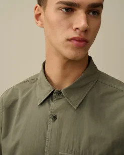 Overshirt<C.P. Company Organic Gabardine Buttoned Utility Overshirt Grape Leaf – Green