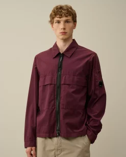Overshirt<C.P. Company Organic Gabardine Zipped Utility Overshirt Potent Purple