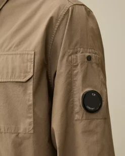 Overshirt<C.P. Company Organic Gabardine Zipped Overshirt Walnut – Beige