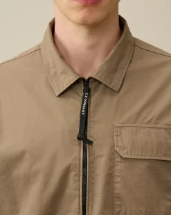 Overshirt<C.P. Company Organic Gabardine Zipped Overshirt Walnut – Beige