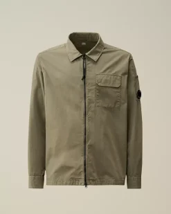 Overshirt<C.P. Company Organic Gabardine Zipped Overshirt Grape Leaf – Green