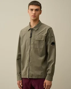 Overshirt<C.P. Company Organic Gabardine Zipped Overshirt Grape Leaf – Green