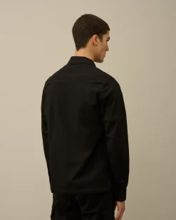 Overshirt<C.P. Company Organic Gabardine Zipped Overshirt Black