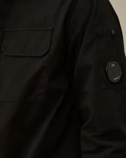 Overshirt<C.P. Company Organic Gabardine Zipped Overshirt Black