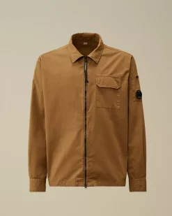Overshirt<C.P. Company Organic Gabardine Zipped Overshirt Toffee – Beige