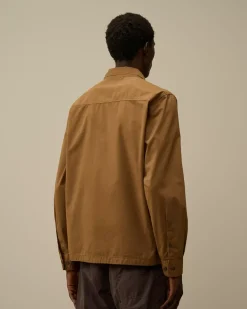 Overshirt<C.P. Company Organic Gabardine Zipped Overshirt Toffee – Beige