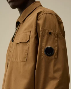 Overshirt<C.P. Company Organic Gabardine Zipped Overshirt Toffee – Beige