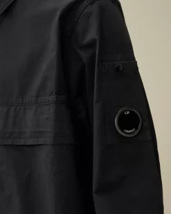 Overshirt<C.P. Company Organic Gabardine Zipped Utility Overshirt Total Eclipse – Blue