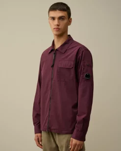 Overshirt<C.P. Company Organic Gabardine Zipped Overshirt Potent Purple
