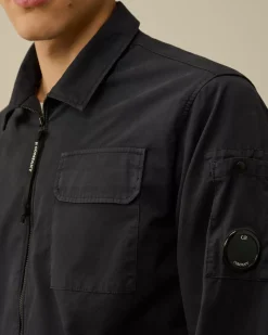 Overshirt<C.P. Company Organic Gabardine Zipped Overshirt Total Eclipse – Blue
