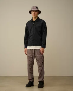 Overshirt<C.P. Company Organic Gabardine Zipped Overshirt Total Eclipse – Blue