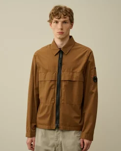 Overshirt<C.P. Company Organic Gabardine Zipped Utility Overshirt Toffee – Beige