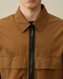 Overshirt<C.P. Company Organic Gabardine Zipped Utility Overshirt Toffee – Beige