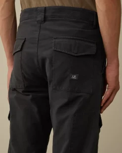 Trousers<C.P. Company Ottoman Stretch Emerized Regular Pants Black Sand