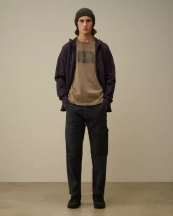 Trousers<C.P. Company Ottoman Stretch Emerized Regular Pants Black Sand
