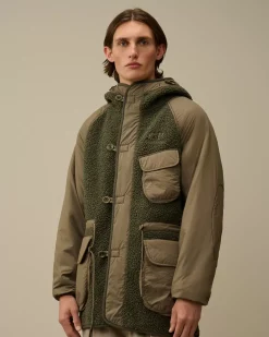 Jacket & Coats<C.P. Company Polar Shell Mixed Hooded Parka Grape Leaf – Green
