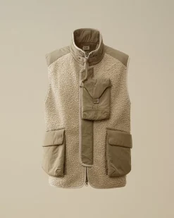 Jacket & Coats<C.P. Company Polar Shell Mixed Vest Vintage Khaki – Beige