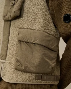Jacket & Coats<C.P. Company Polar Shell Mixed Vest Vintage Khaki – Beige