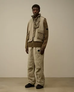 Jacket & Coats<C.P. Company Polar Shell Mixed Vest Vintage Khaki – Beige