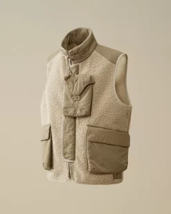 Jacket & Coats<C.P. Company Polar Shell Mixed Vest Vintage Khaki – Beige