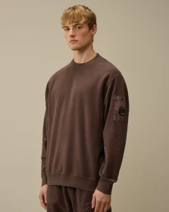 Sweatshirts<C.P. Company Reverse Brushed & Emerized Diagonal Fleece Crewneck Sweatshirt Boulevard – Violet