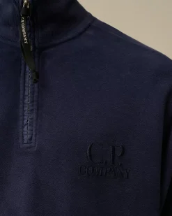 Sweatshirts<C.P. Company Reverse Brushed & Emerized Diagonal Fleece Half Zipped Sweatshirt Estate Blue