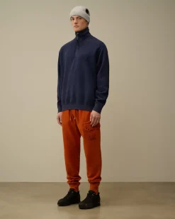 Sweatshirts<C.P. Company Reverse Brushed & Emerized Diagonal Fleece Half Zipped Sweatshirt Estate Blue