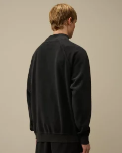 Sweatshirts<C.P. Company Reverse Brushed & Emerized Diagonal Fleece Funnel Neck Sweatshirt Black Sand