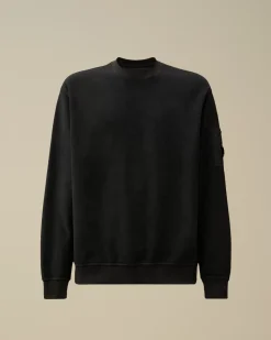 Sweatshirts<C.P. Company Reverse Brushed & Emerized Diagonal Fleece Crewneck Sweatshirt Black Sand