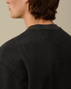 Sweatshirts<C.P. Company Reverse Brushed & Emerized Diagonal Fleece Crewneck Sweatshirt Black Sand