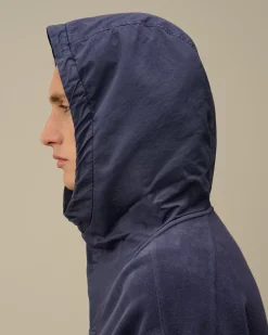Sweatshirts<C.P. Company Reverse Brushed & Emerized Diagonal Fleece Mixed Hooded Sweatshirt Estate Blue