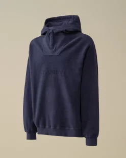 Sweatshirts<C.P. Company Reverse Brushed & Emerized Diagonal Fleece Mixed Hooded Sweatshirt Estate Blue