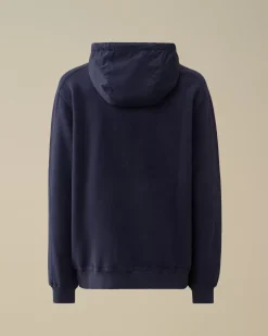Sweatshirts<C.P. Company Reverse Brushed & Emerized Diagonal Fleece Mixed Hooded Sweatshirt Estate Blue