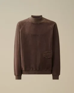 Sweatshirts<C.P. Company Reverse Brushed & Emerized Diagonal Fleece Funnel Neck Sweatshirt Boulevard – Violet