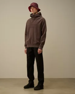 Sweatshirts<C.P. Company Reverse Brushed & Emerized Diagonal Fleece Mixed Hooded Sweatshirt Boulevard – Violet