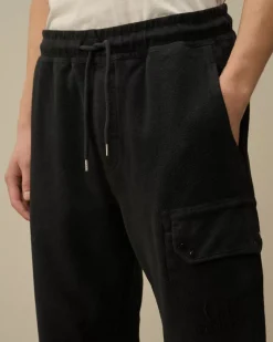 Tracksuits & Shorts<C.P. Company Reverse Brushed & Emerized Diagonal Fleece Sweatpants Black Sand