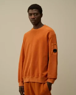 Sweatshirts<C.P. Company Reverse Brushed & Emerized Diagonal Fleece Crewneck Sweatshirt Bombay Brown
