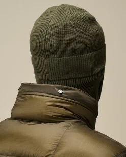Hats<C.P. Company Re-Wool Beanie Balaclava Grape Leaf – Green